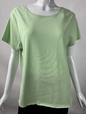 J. Jill Womens Celery Green Short Sleeve Pima Cotton Tee Size XL